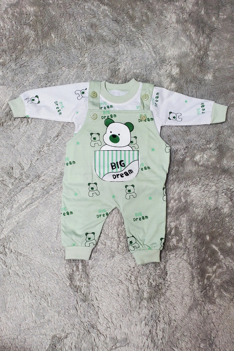 DREAM BEAR Romper Green- SUMMER FABRIC