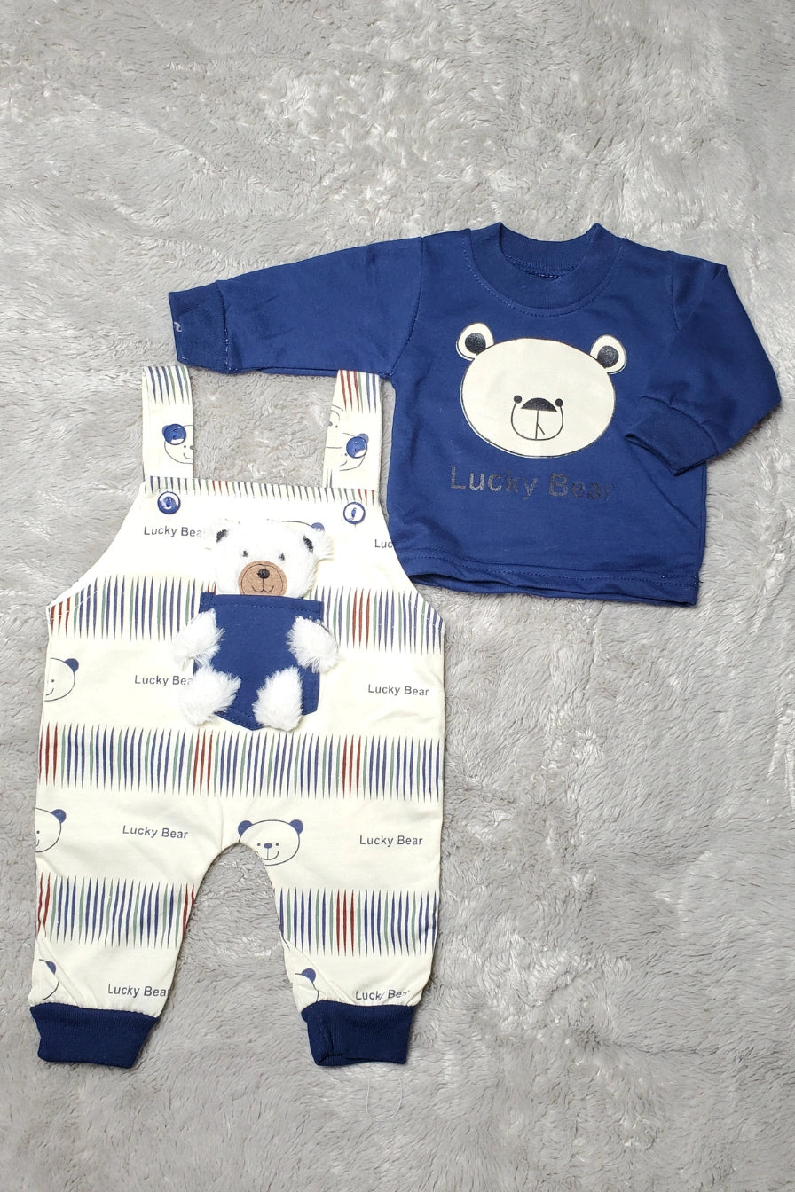 Fur Bear Romper Blue - SUMMER FABRIC