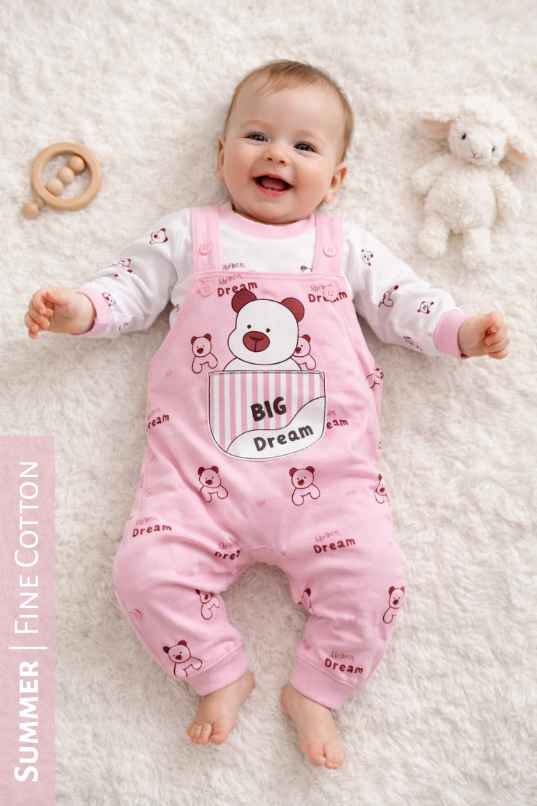 DREAM BEAR Romper Pink - SUMMER FABRIC
