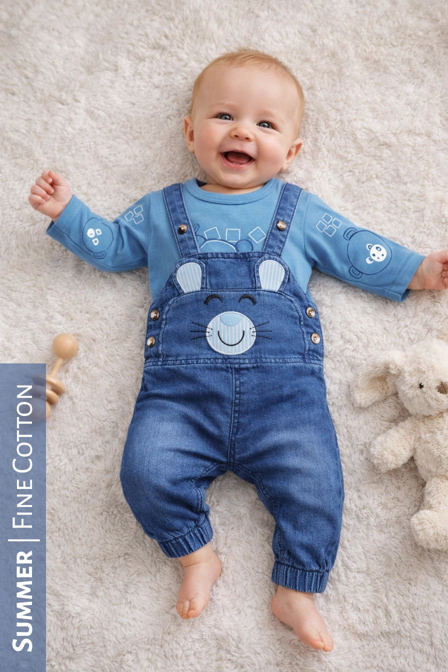 Denim Cat Romper Blue - SUMMER FABRIC