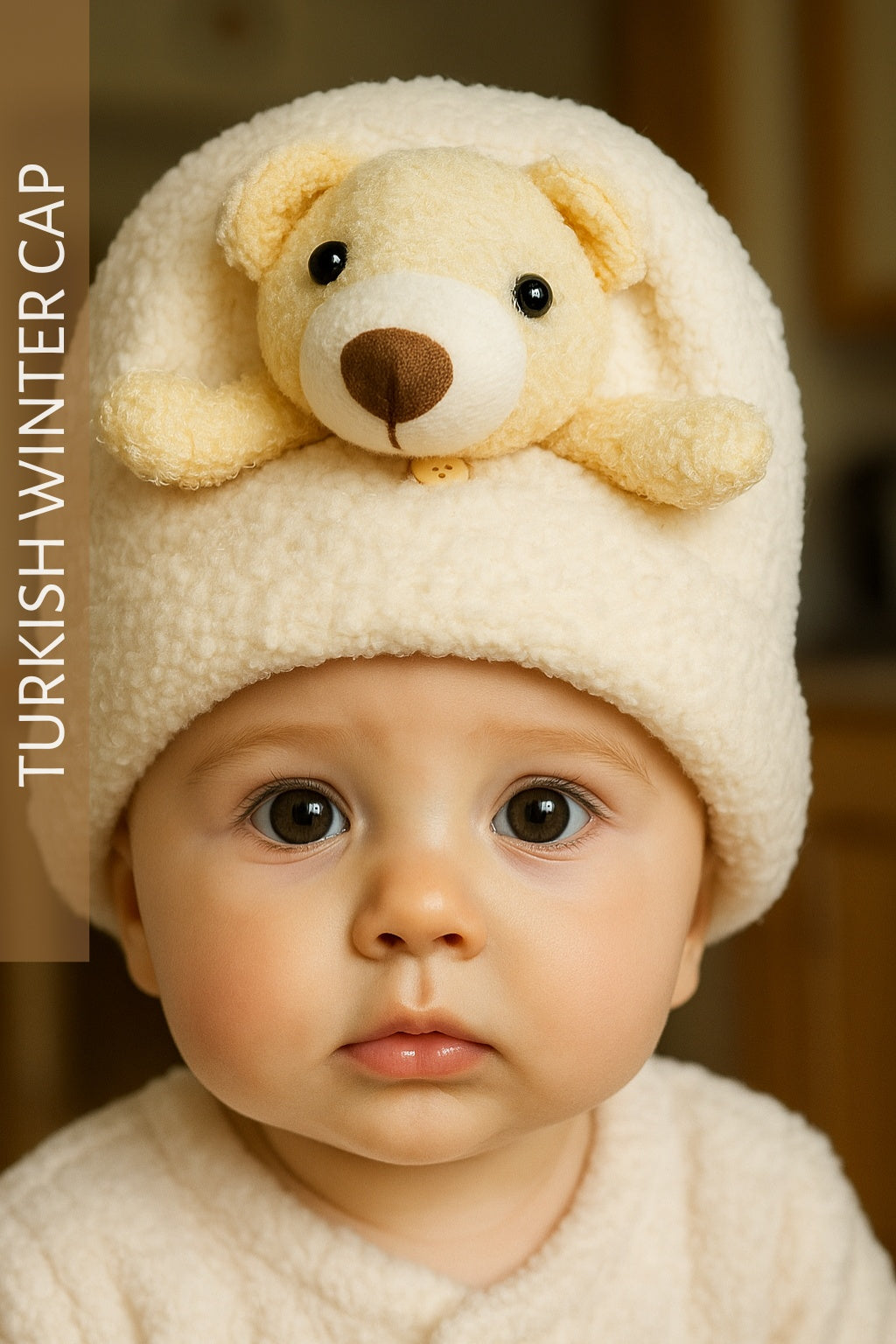 Winter Teddy Cap 3-9M Cream - Winter Comforter