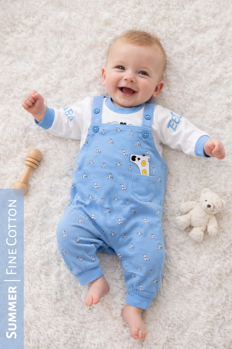 Zebra Romper Blue - SUMMER FABRIC