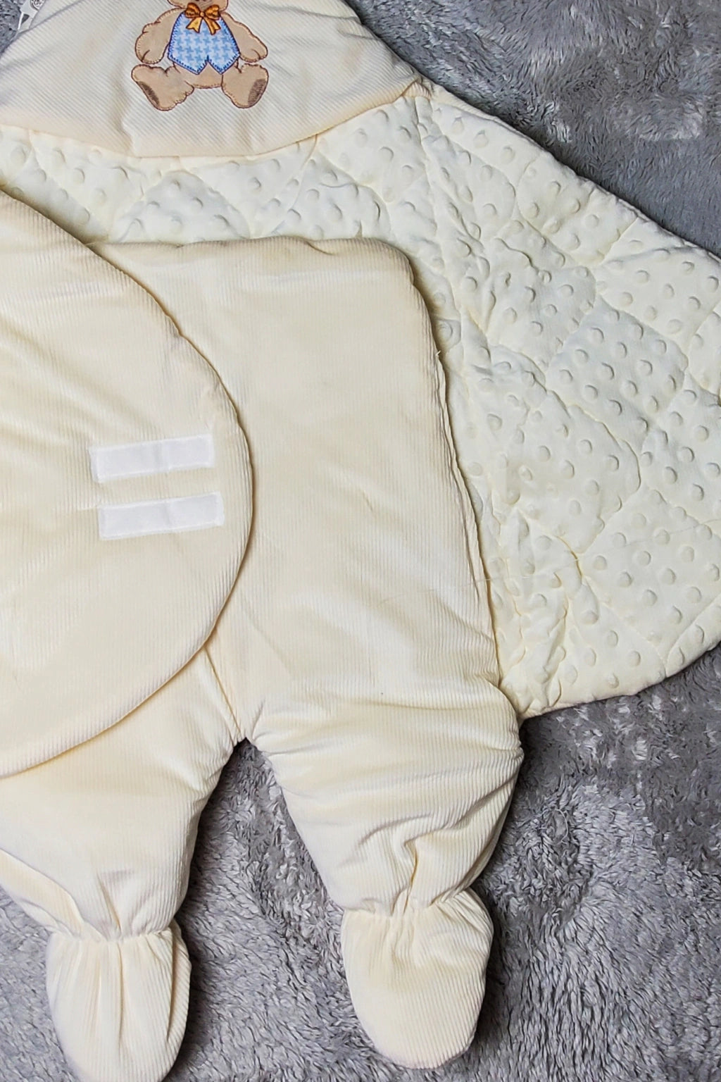 Imported Corduroy Swaddle CR Bow Bear 3-9M Baby