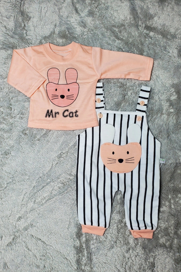 MrCat Romper Peach - SUMMER FABRIC