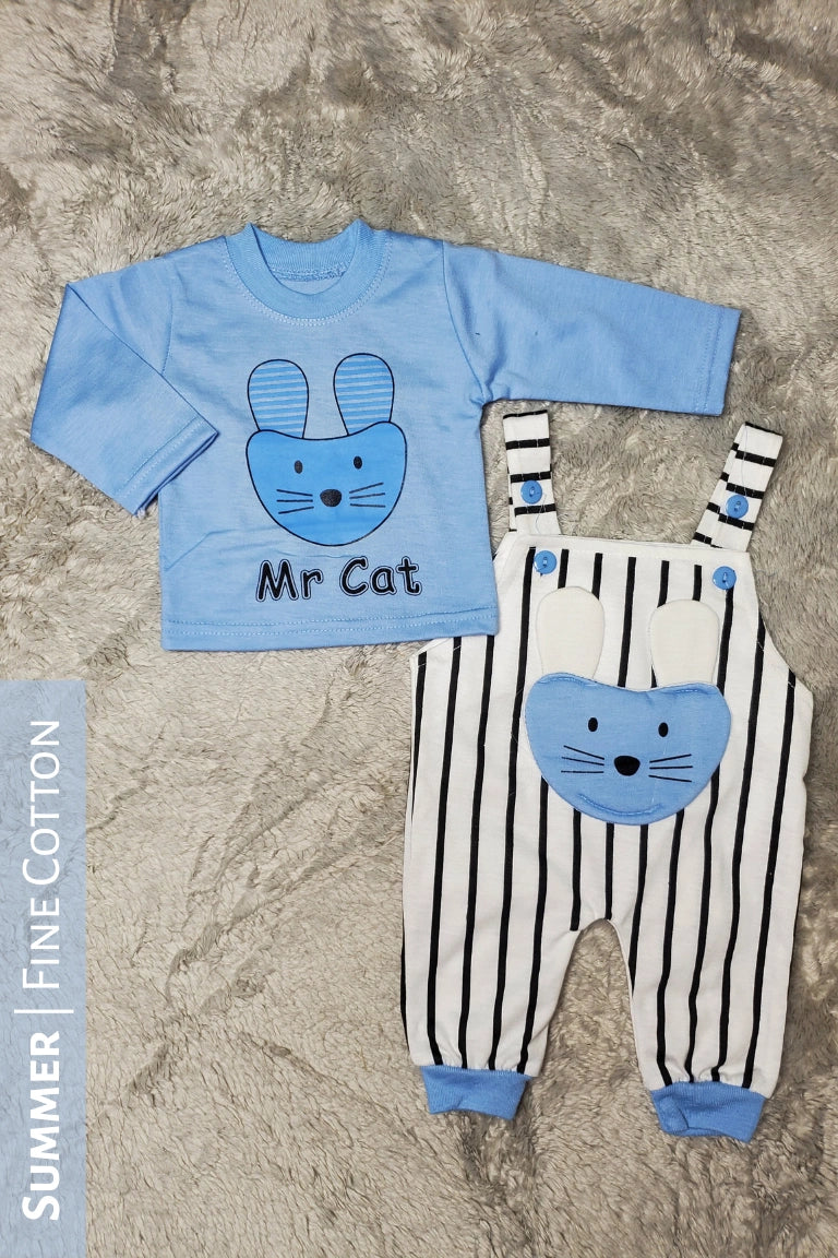 MrCat Romper Blue  - SUMMER FABRIC