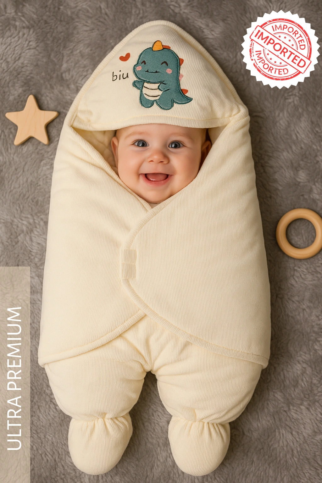 Imported Corduroy Swaddle CR Biu-Dino 3-9M Baby