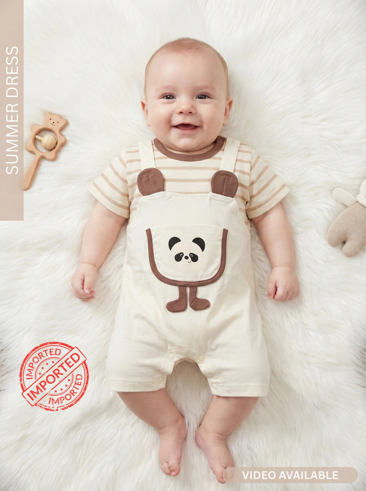 Panda Playtime Romper BROWN – SUMMER FABRIC