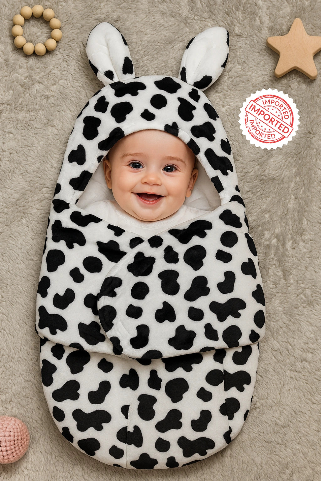 Imported Winter Swaddle Cow 0-3M Baby