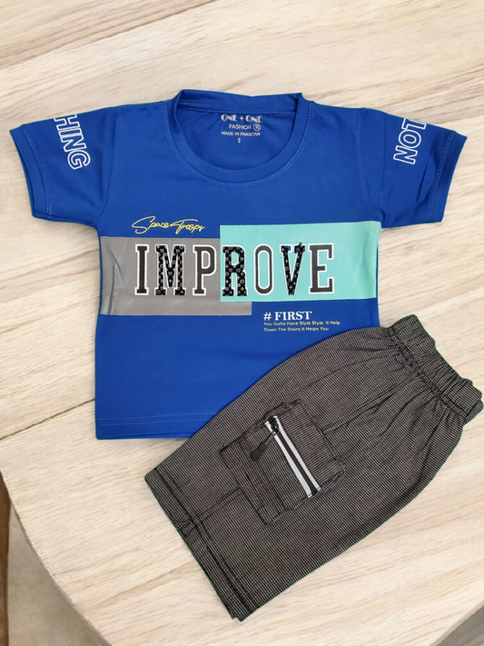 Space Troops Black Cotton Short + Blue Shirt Set