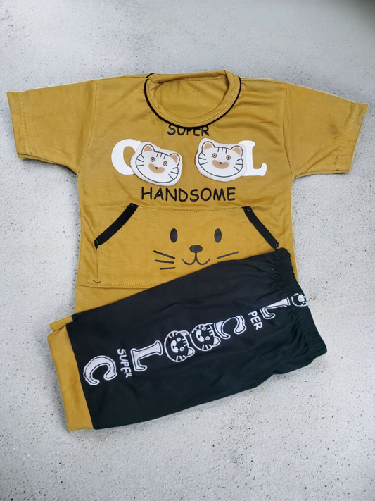 Cool Cat Musturd Short + Shirt Set