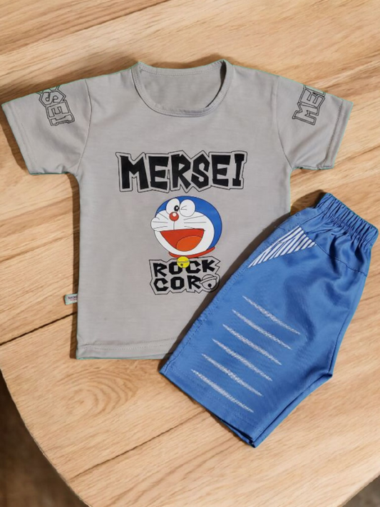 Mersei Cotton Short + Grey Shirt Set