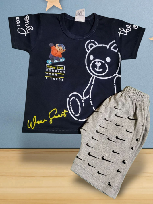 Wear Smart Short + Dark Blue Shirt Set