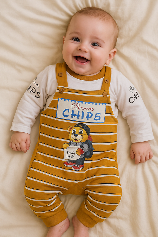 Brown Chips Musturd Romper Suit - Summer Fabric