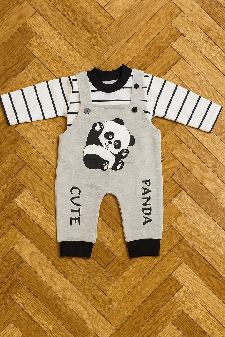 Cute Panda Black Grey Romper Suit -Summer Fabric