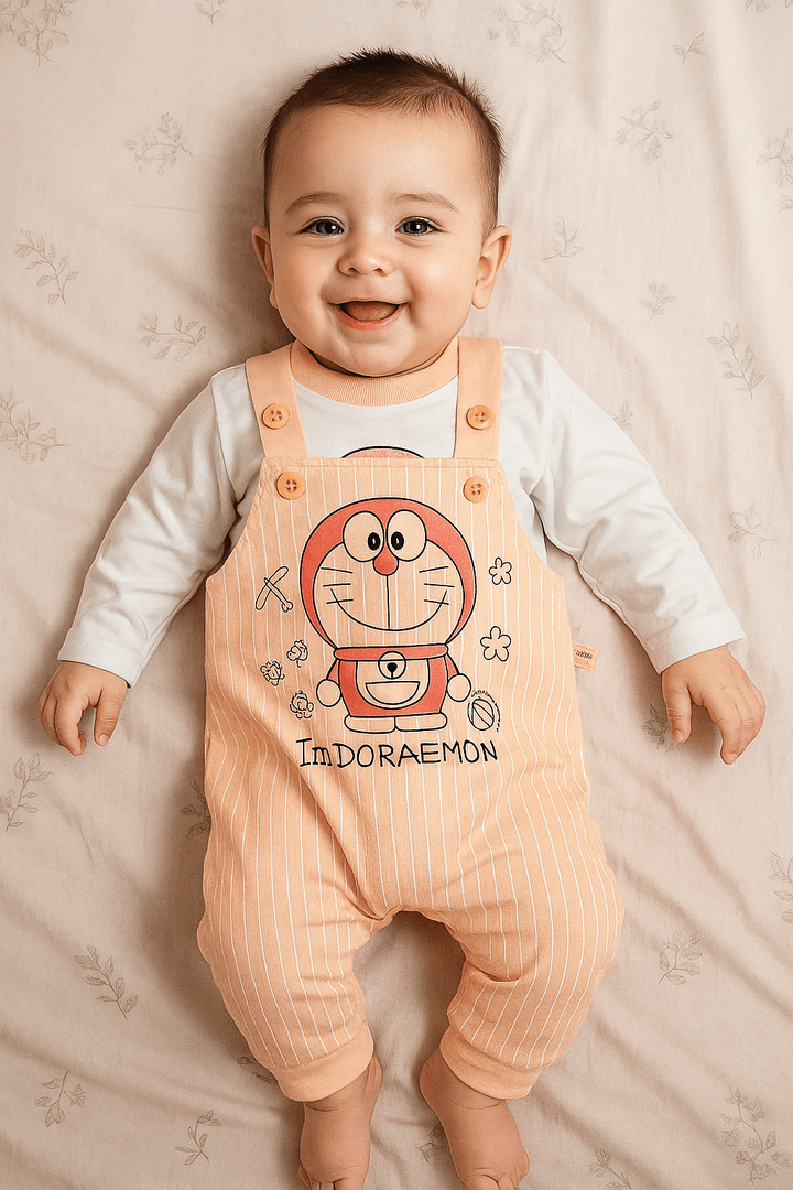 DORAEMON Peach Romper Suit - Summer Fabric
