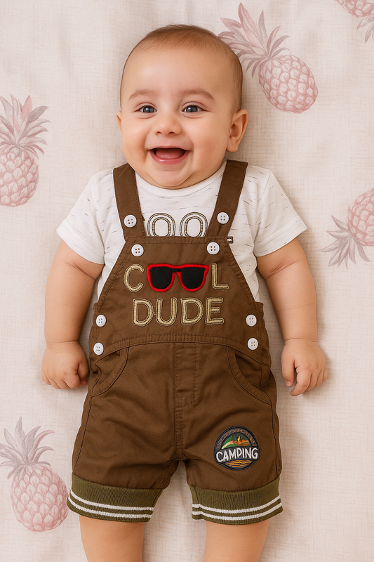 Cool Dude Brown Romper Suit - Summer Fabric
