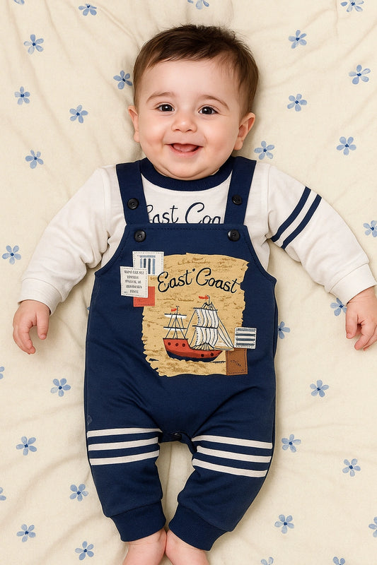 East Coast Navy Romper Suit - Summer Fabric
