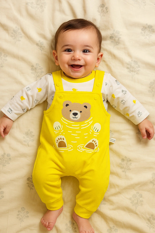 Swimmy Bear Yellow Romper Suit - Summer Fabric