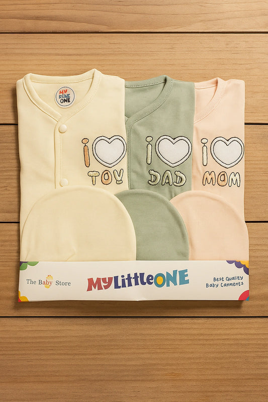 Pack of 3 I LOVE MOM DAD 3 Piece- Summer Fabric