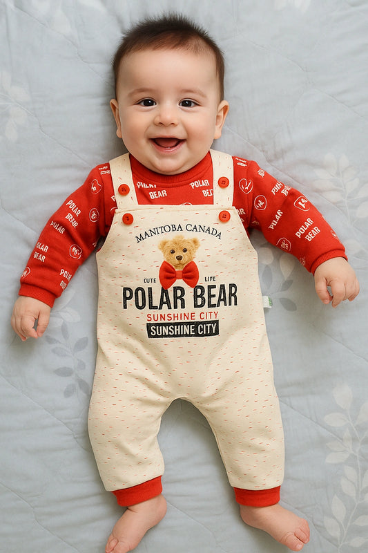 Bow Bear Red Romper Suit