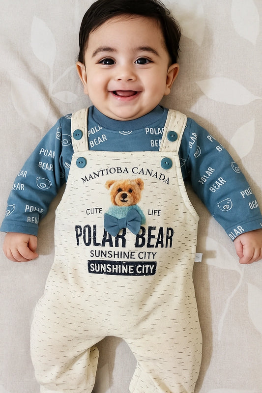 Bow Bear Blue Romper Suit