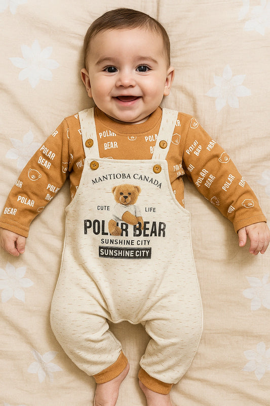 Bow Bear Mustard Romper Suit