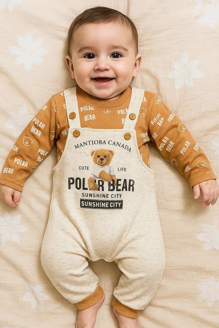 Bow Bear Mustard Romper Suit