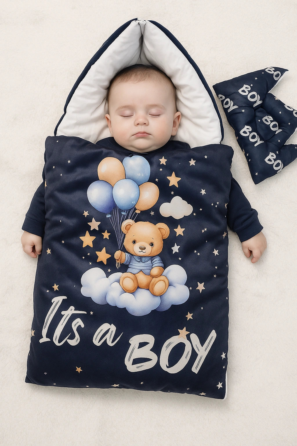 Its a Boy Navy Velvet Bedding Set 0-6M
