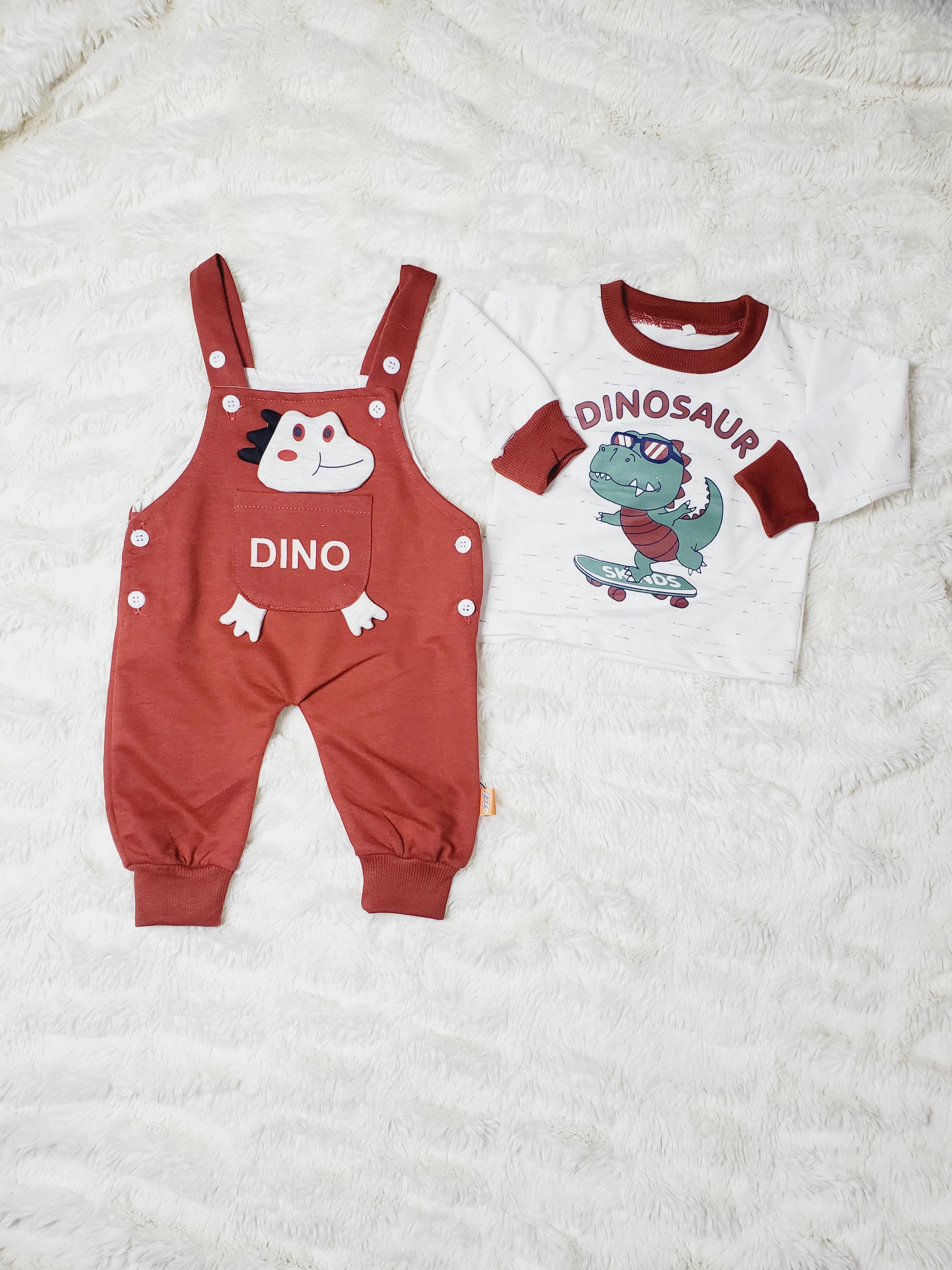 DINO Romper Maroon - WINTER TERRY