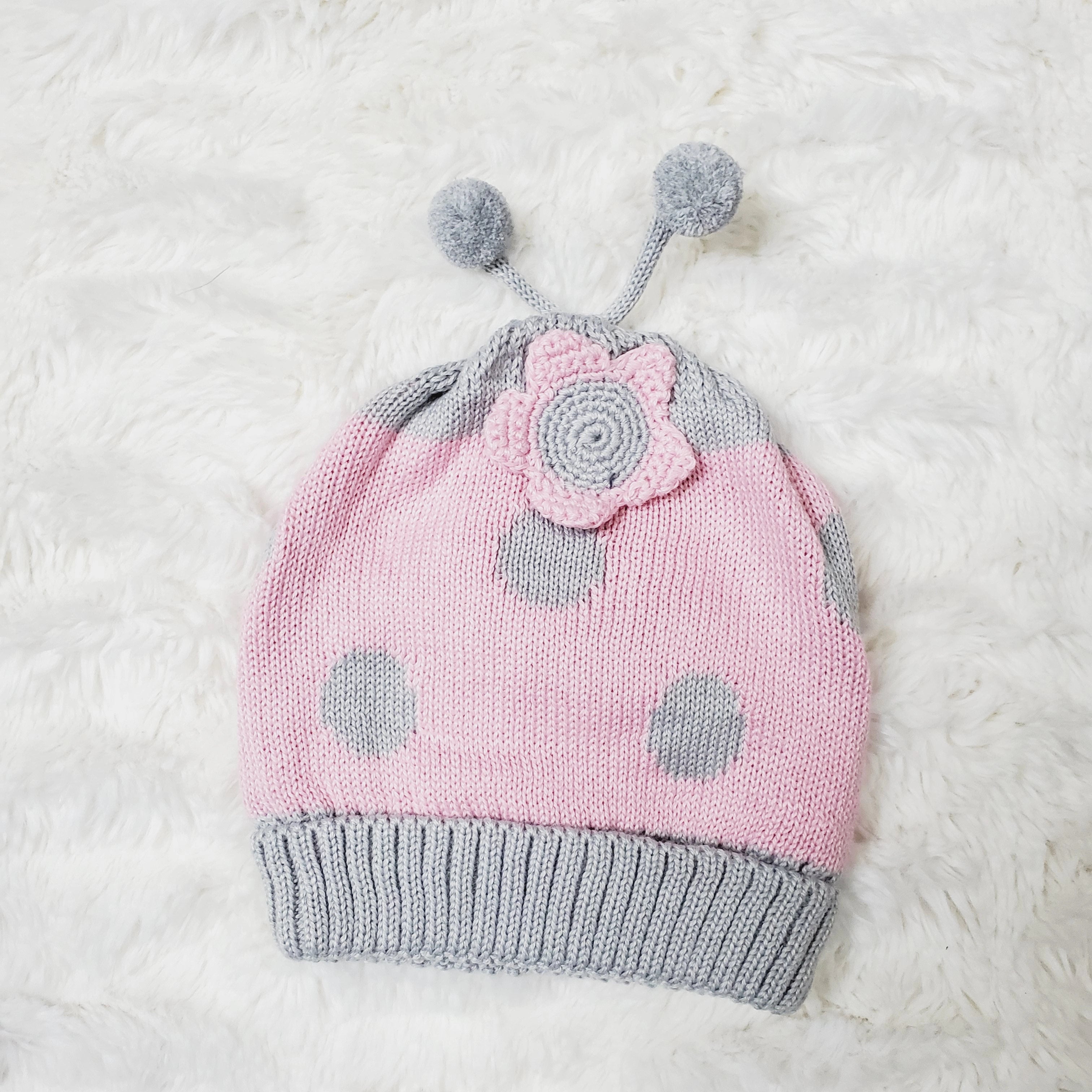 Imported Polka Dot Cap 0-9M PINK - Winter Comforter