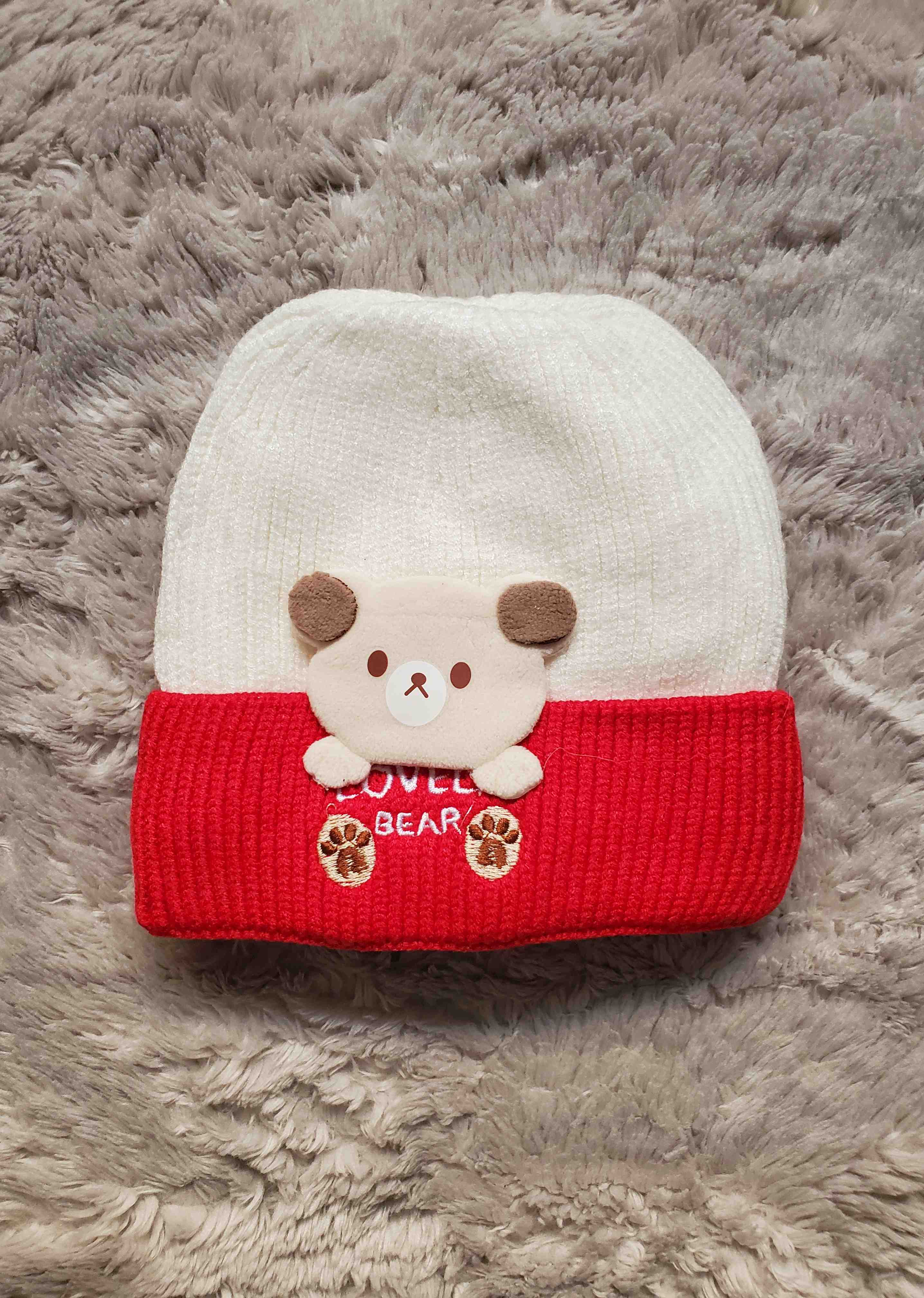 Imported BEAR Cap 0-9M RED - Winter Comforter