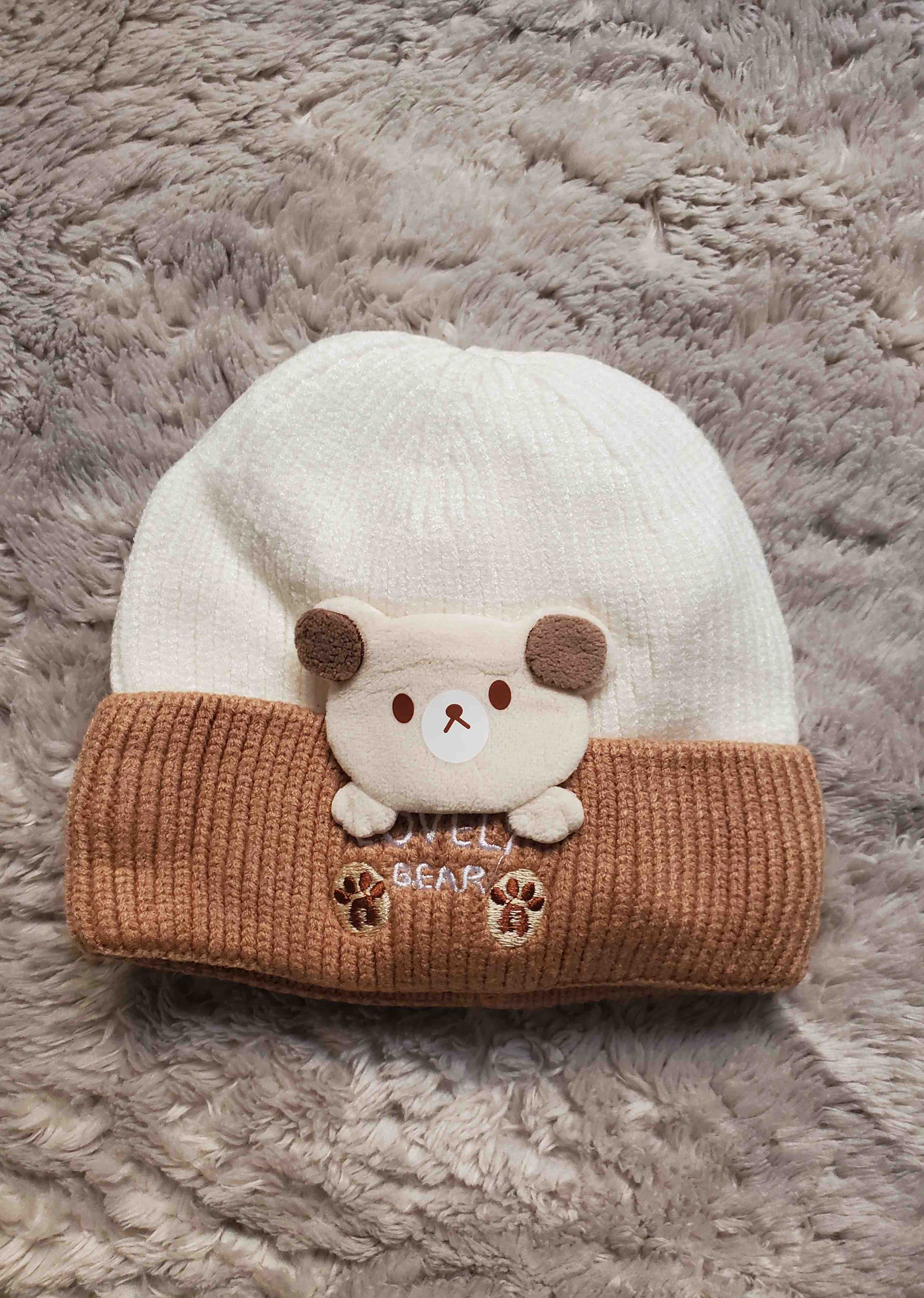Imported BEAR Cap 0-9M BROWN - Winter Comforter