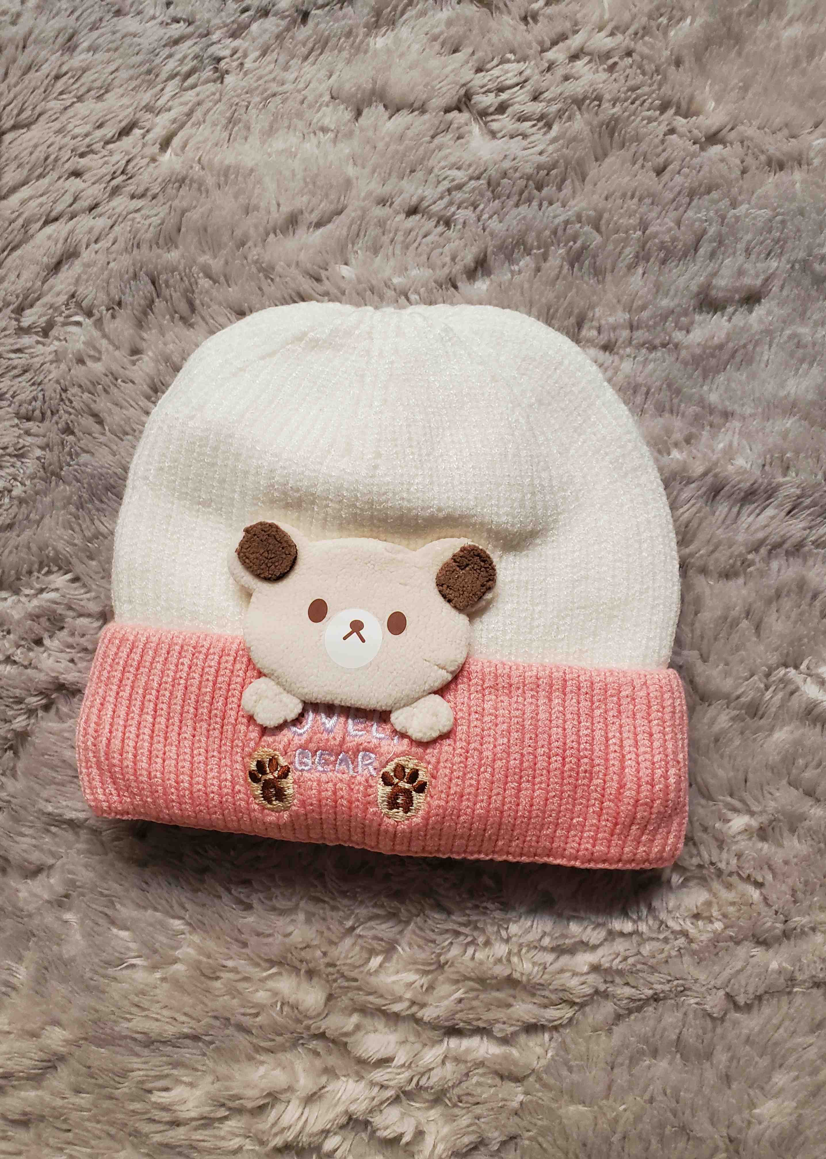 Imported BEAR Cap 0-9M PINK - Winter Comforter