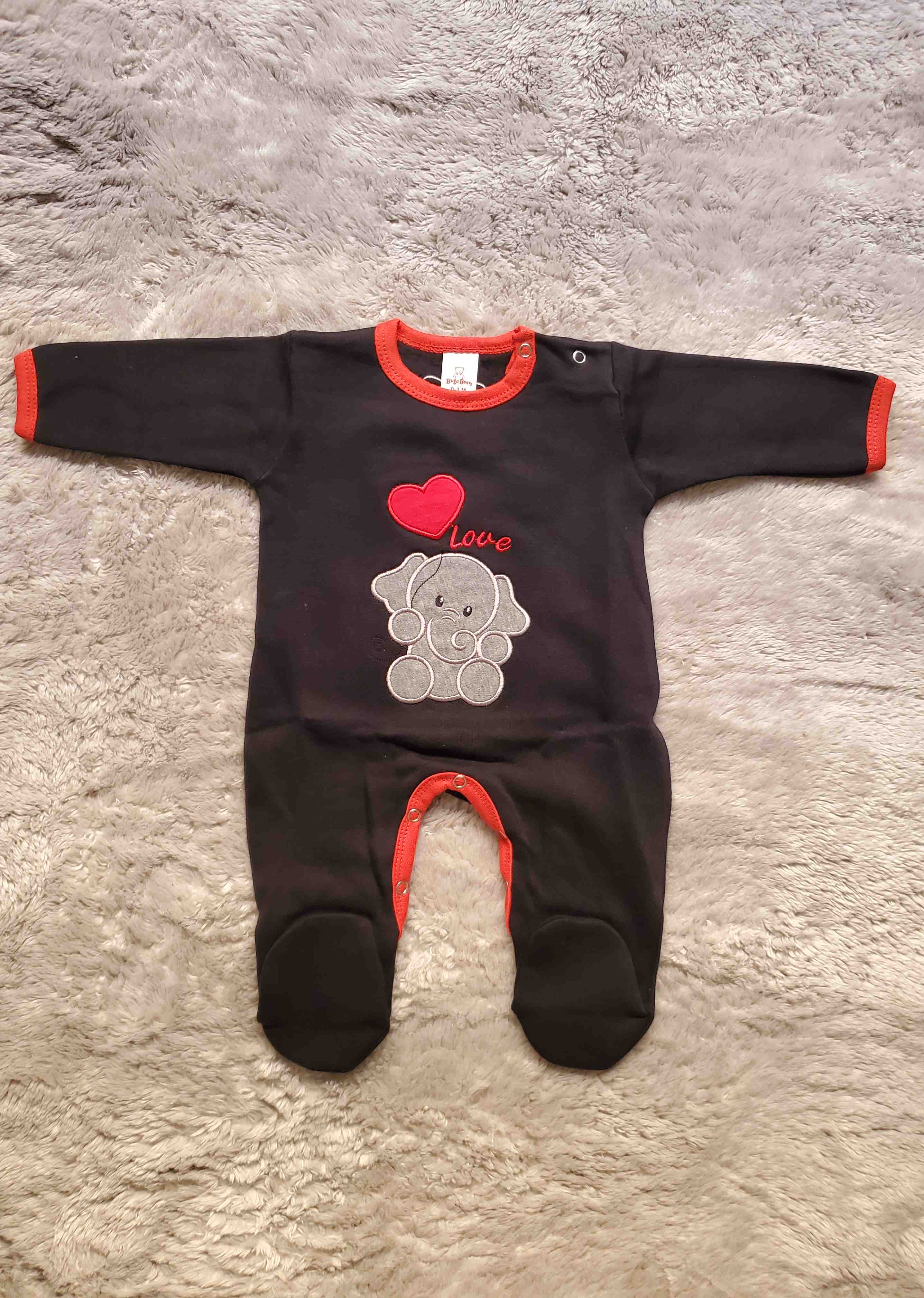 Elephant BLACK Romper - Premium Fleece