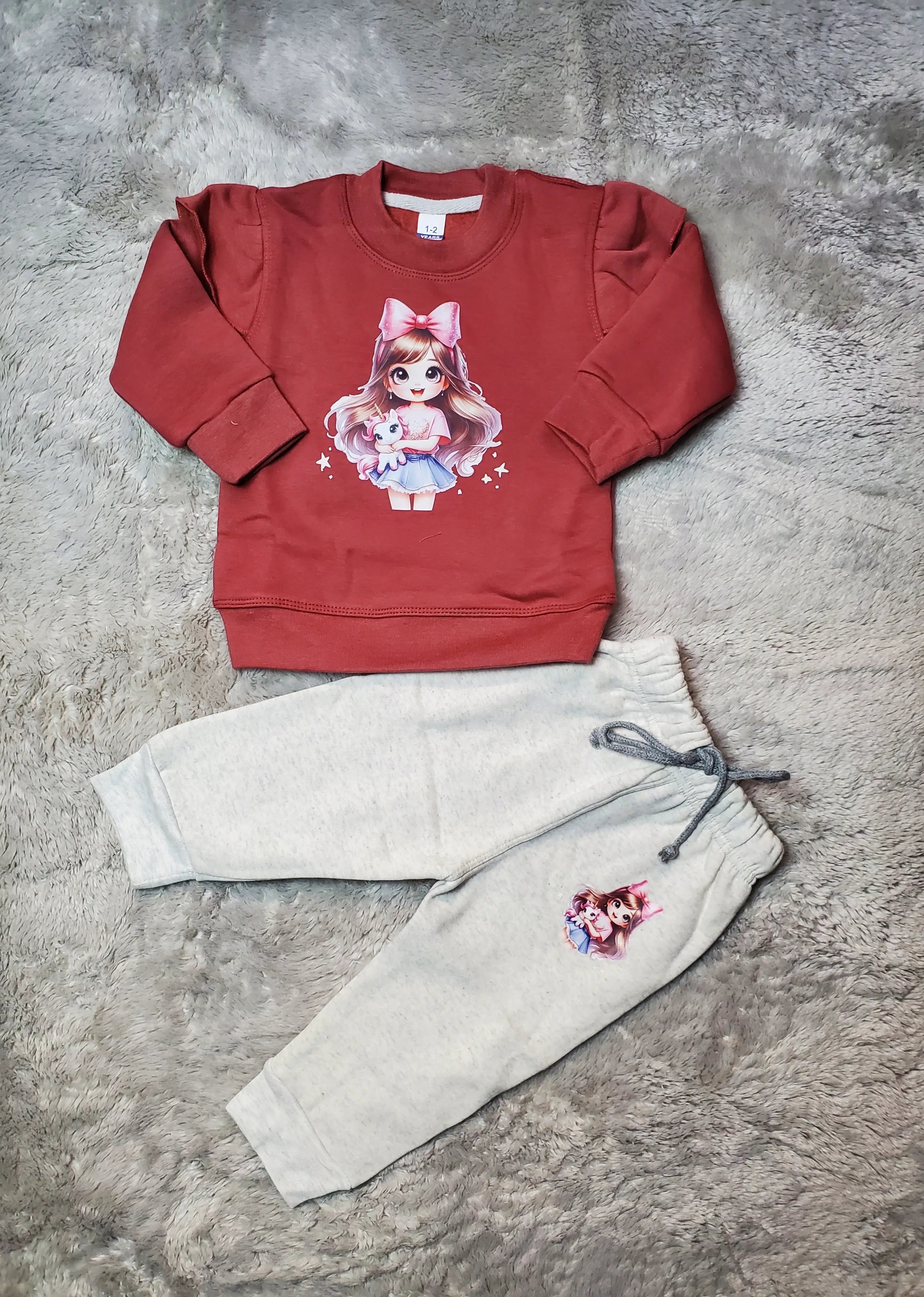 Unicorn Girl Coord Set - French Fleece