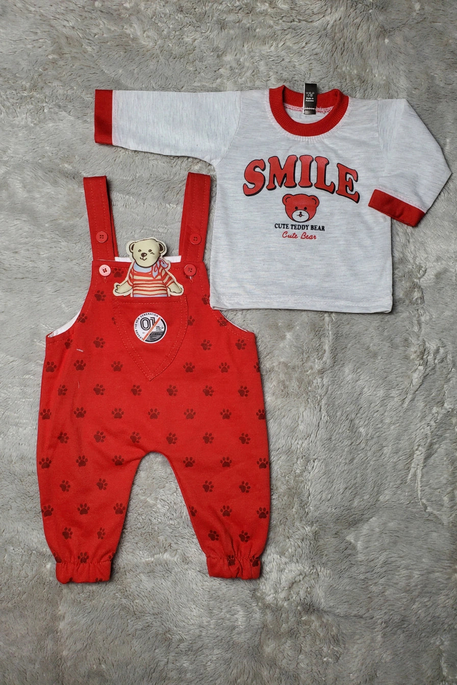 Cute Teddy Romper Red - SUMMER FABRIC