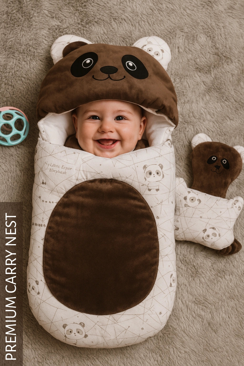 Turtle Brown Velvet CARRY NEST Set 0-6M
