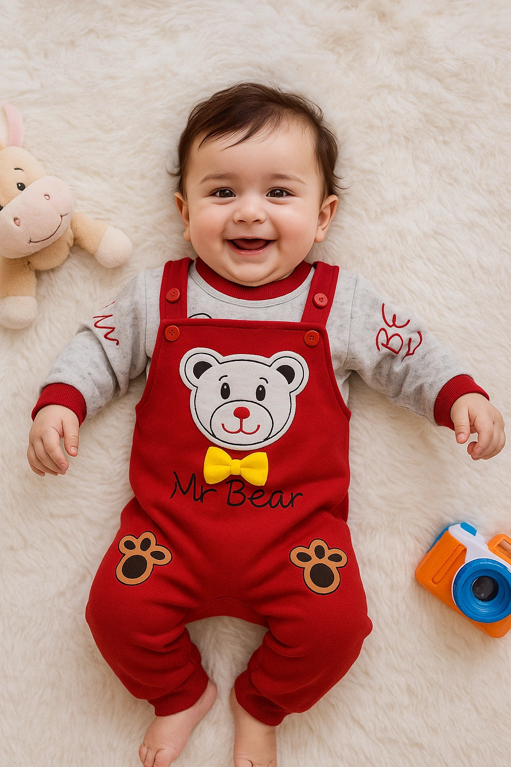 MY BEAR Romper RD 0-3M - WINTER FLEECE