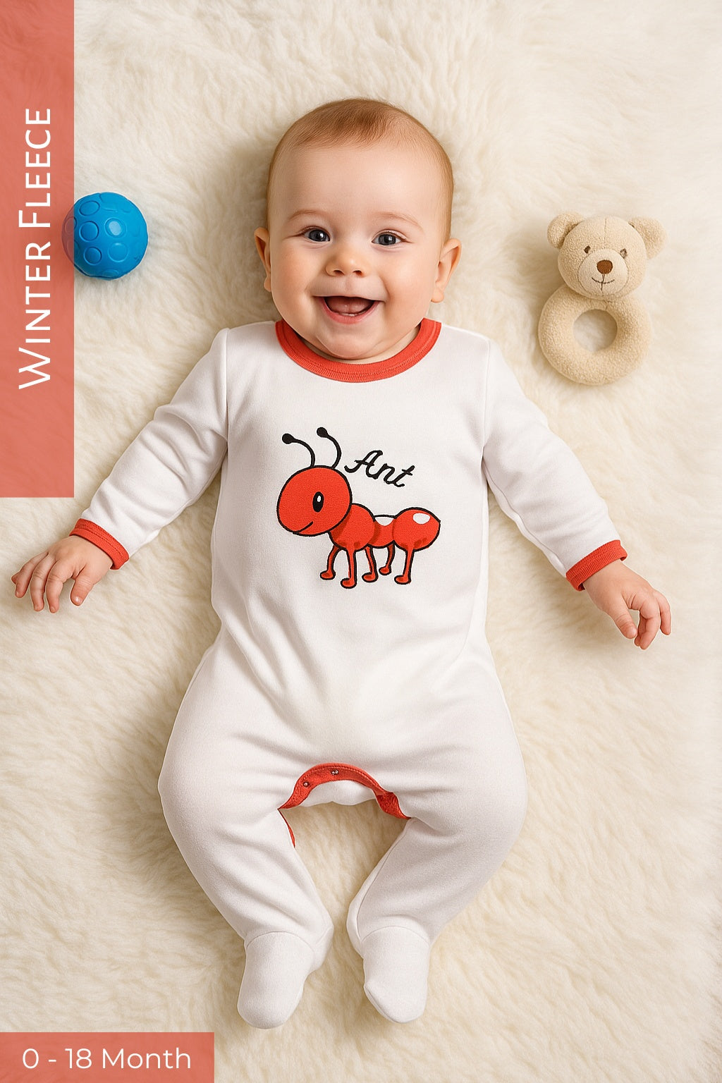 Ant WHITE  Romper - Premium Fleece