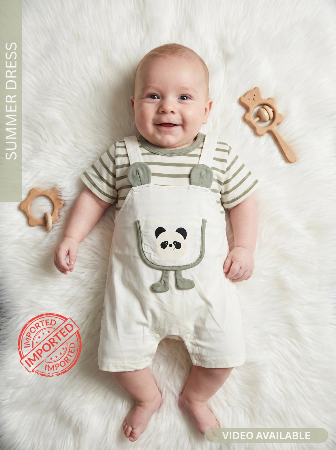 Panda Playtime Romper GREEN – SUMMER FABRIC