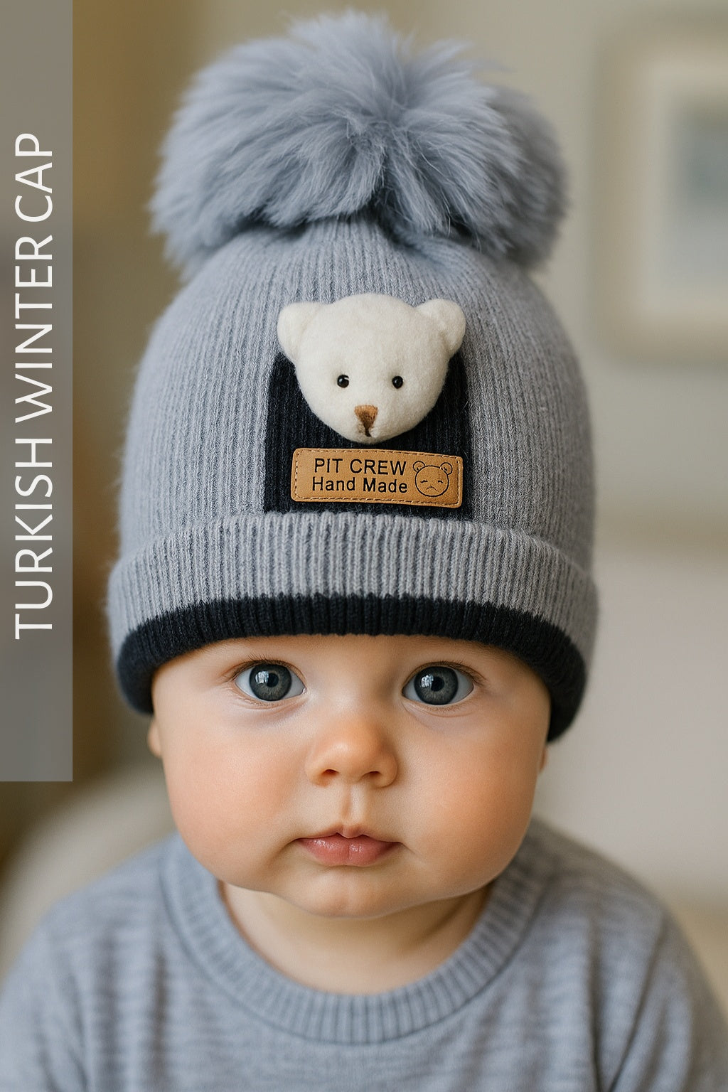 Winter Pit Crew Cap 3-9M Gray - Winter Comforter