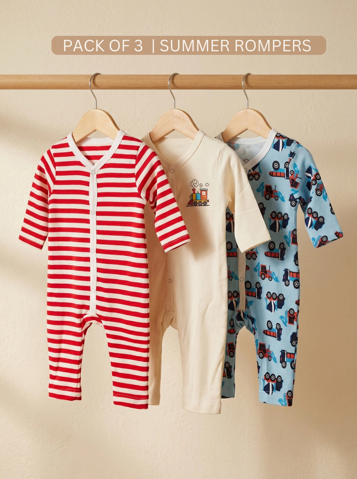 Pack of 3 Rompers | Summer Cotton