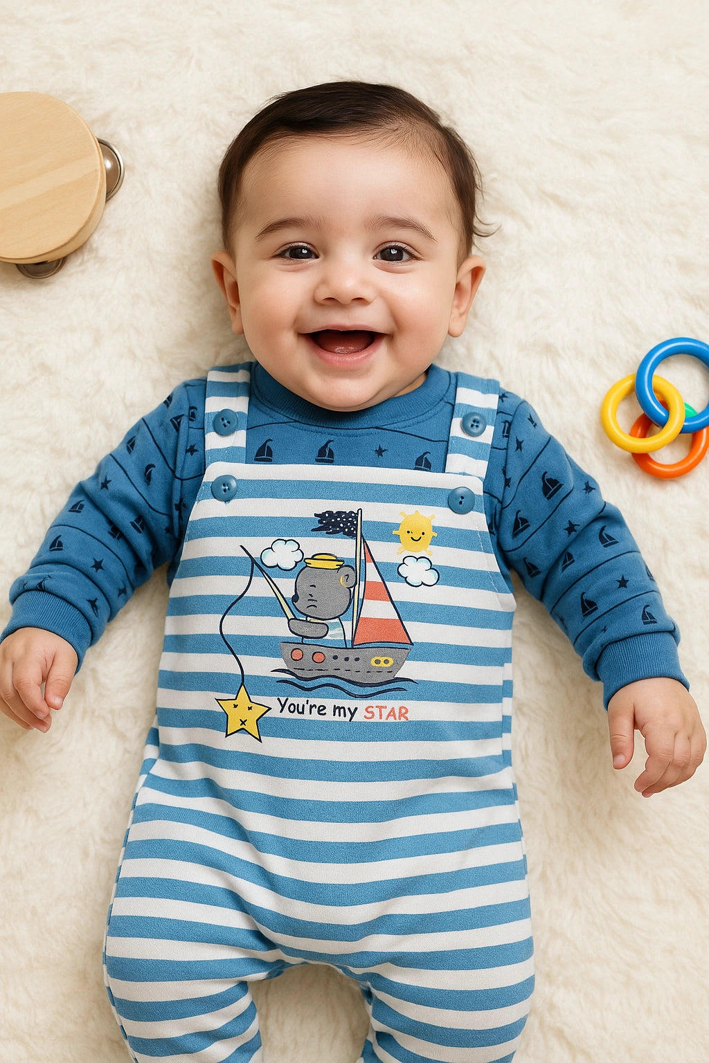 STAR Romper BL 0-3M - WINTER FLEECE