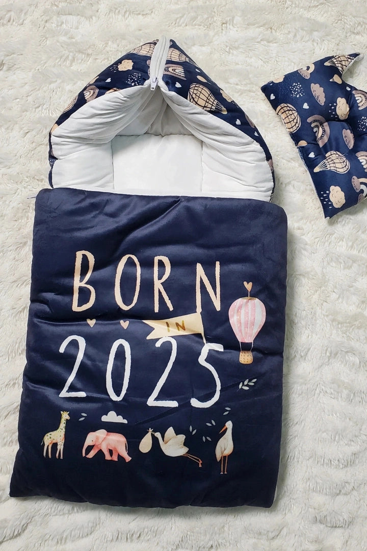 Born in 2025 Navy Velvet Bedding Set 0-6M