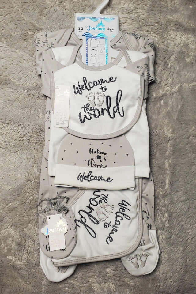 Welcome to the World GRAY | 12 Piece Starter Gift Set