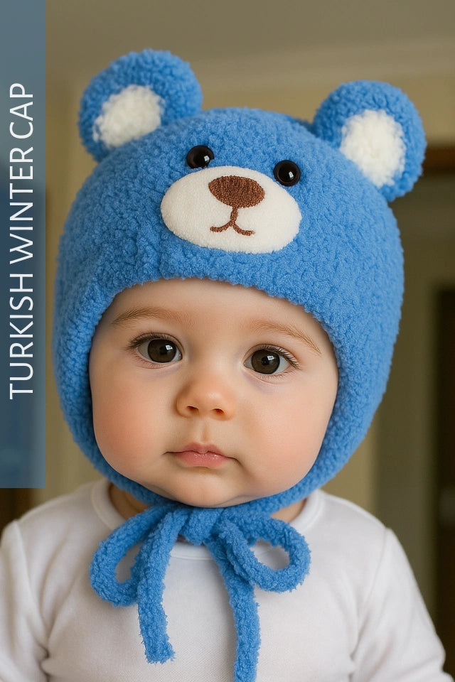 Winter Bear Cap 3-9M Blue - Winter Comforter