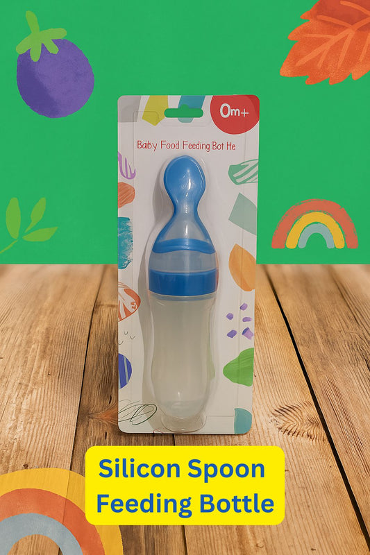 Silicon Spoon Feeding Bottle BLUE -  Food Grade for Newborn baby