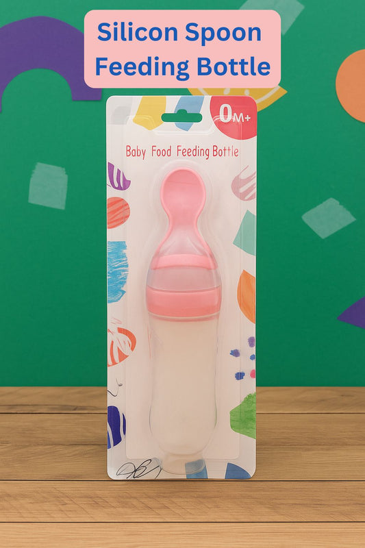 Silicon Spoon Feeding Bottle PINK -  Food Grade for Newborn baby