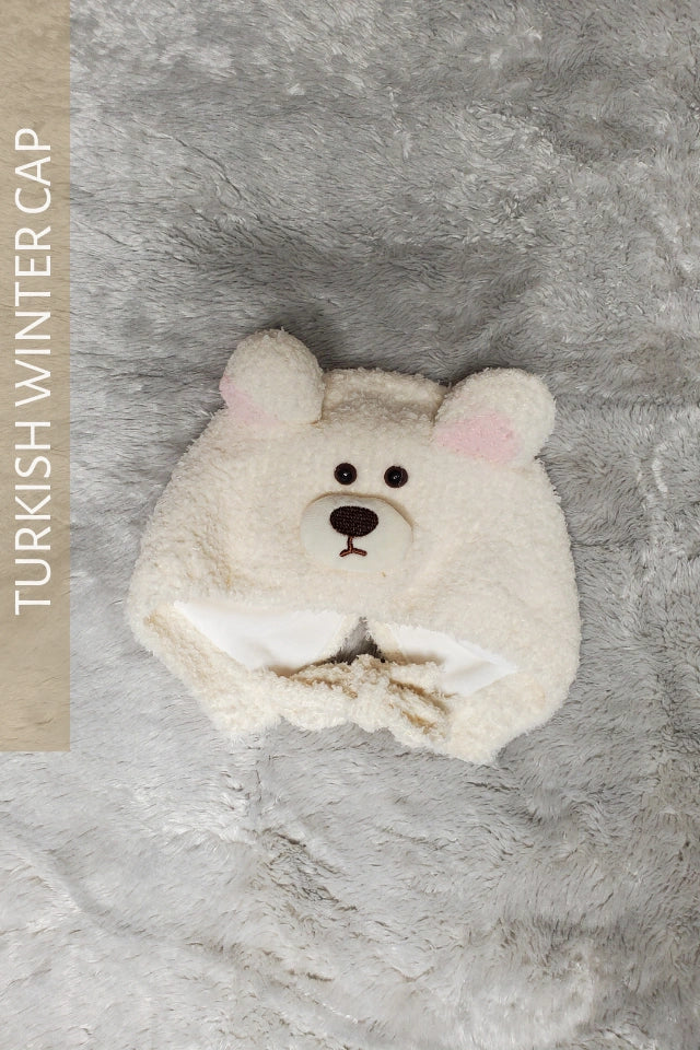 Winter Bear Cap 3-9M White - Winter Comforter