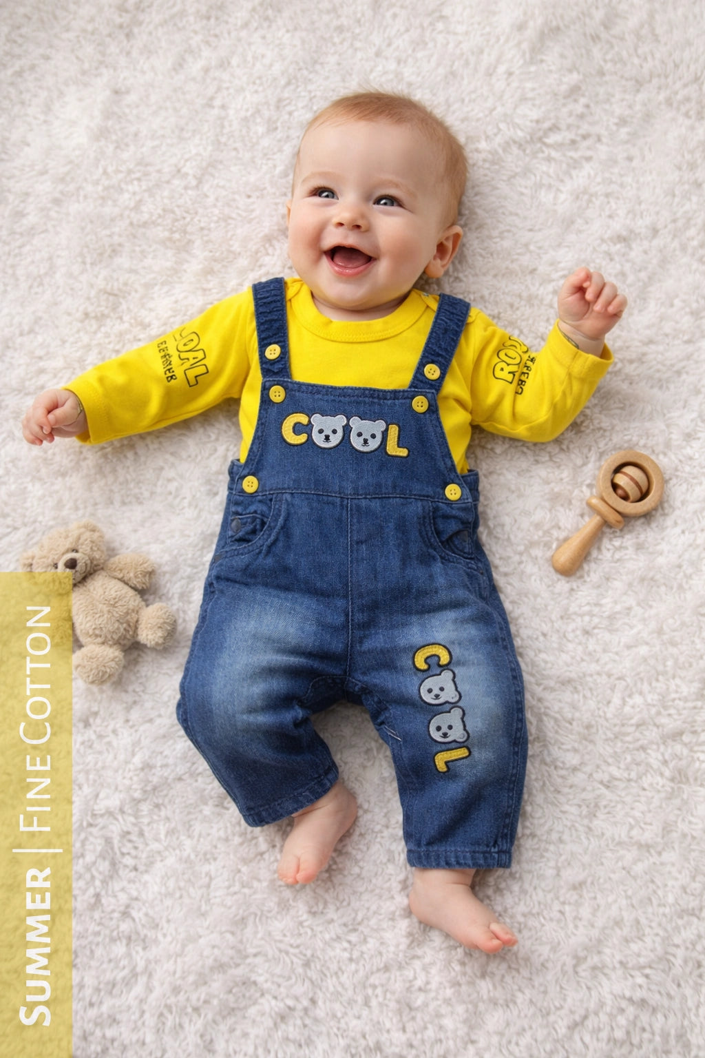 Cool  Denim Romper Yellow - SUMMER FABRIC